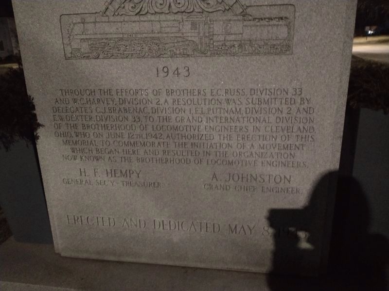 Brotherhood of Locomotive Engineers Marker image. Click for full size.