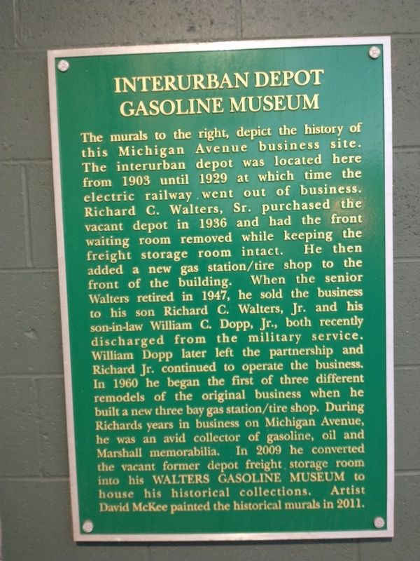 Interurban Depot Gasoline Museum Marker image. Click for full size.
