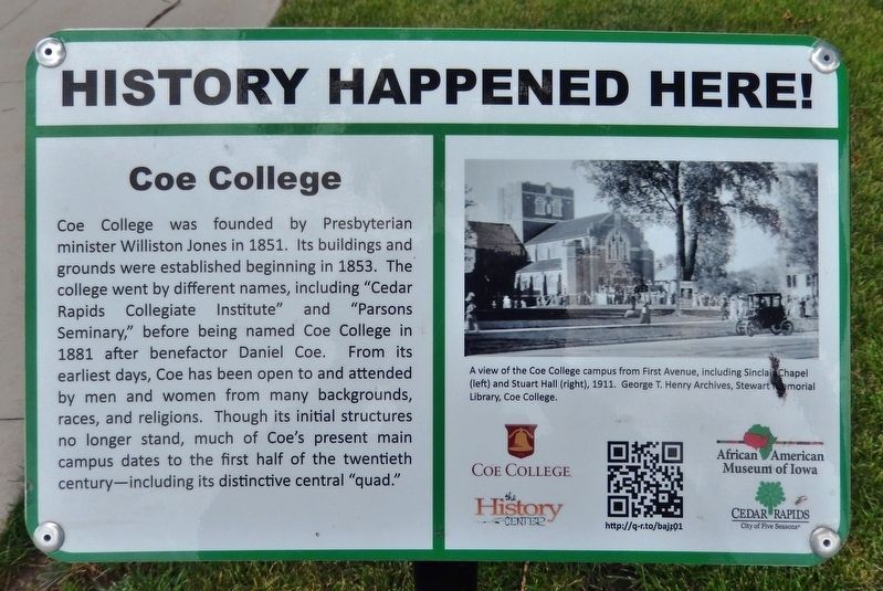 Coe College Marker image. Click for full size.