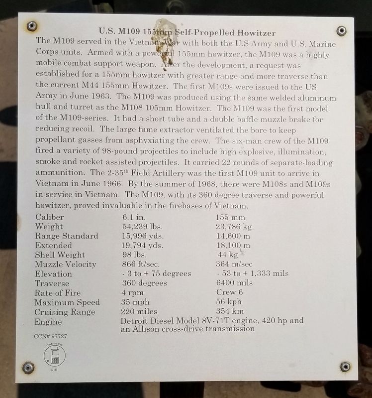 U.S. M109 155mm Self-Propelled Howitzer Marker image. Click for full size.