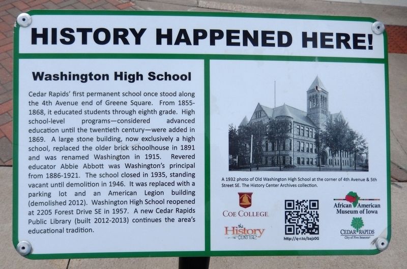 Washington High School Marker image. Click for full size.