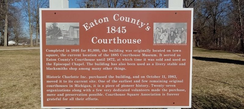 Eaton County's 1845 Courthouse Marker image. Click for full size.