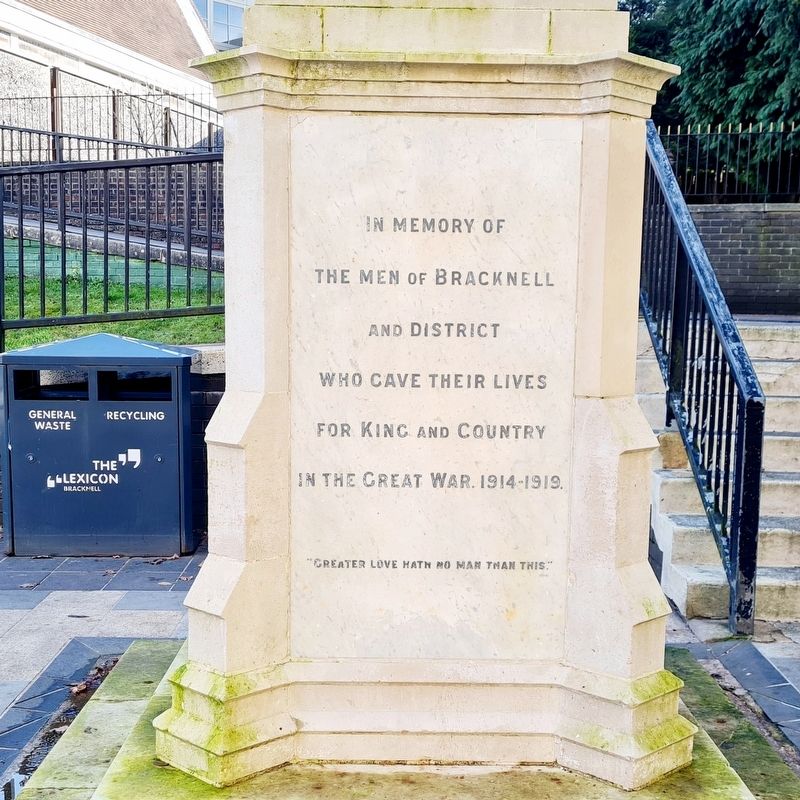 Bracknell and District War Memorial Marker, Side One image. Click for full size.