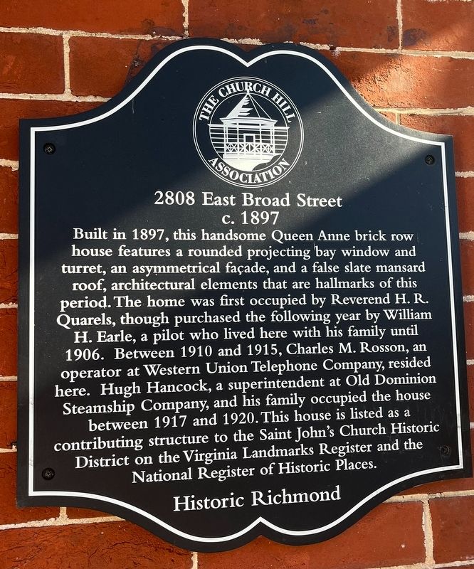 2808 East Broad Street Marker image. Click for full size.