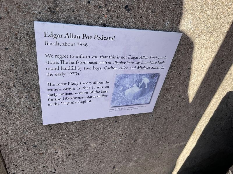 Edgar Allan Poe Pedestal Marker image. Click for full size.