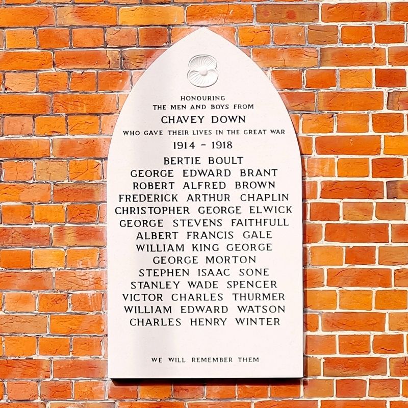 Honouring the Men and Boys from Chavey Down Marker. Click for full size. Honouring the Men and Boys from Chavey Down Marker image. Click for full size.