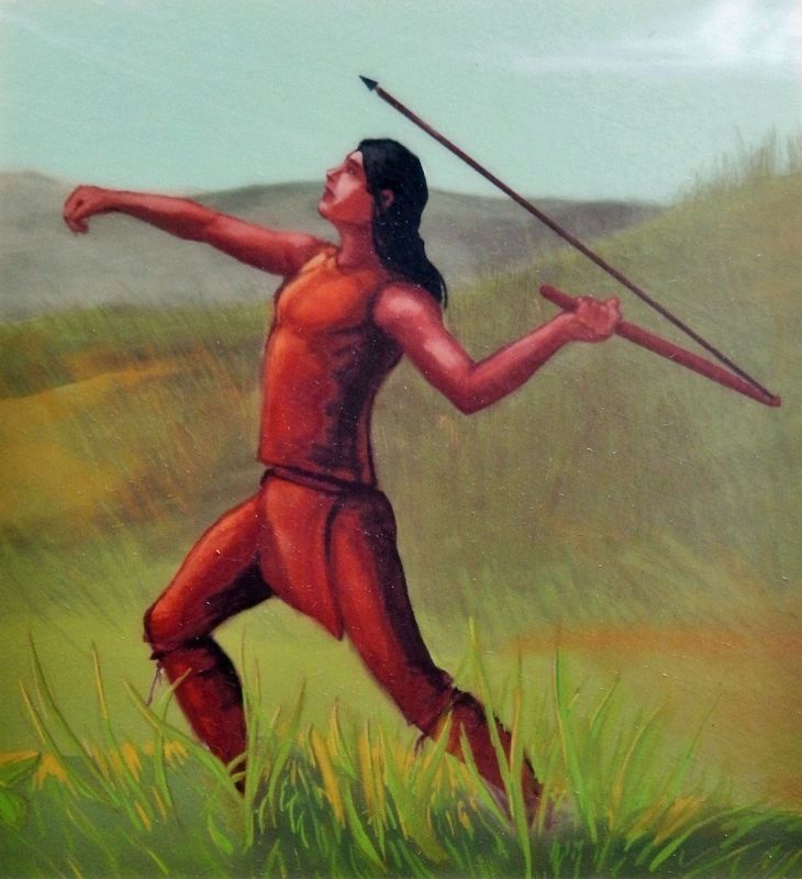 Marker detail: Hunting with an Atlatl image. Click for full size.