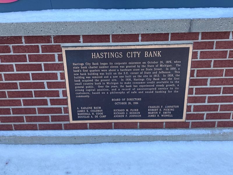 Hastings City Bank Marker image. Click for full size.