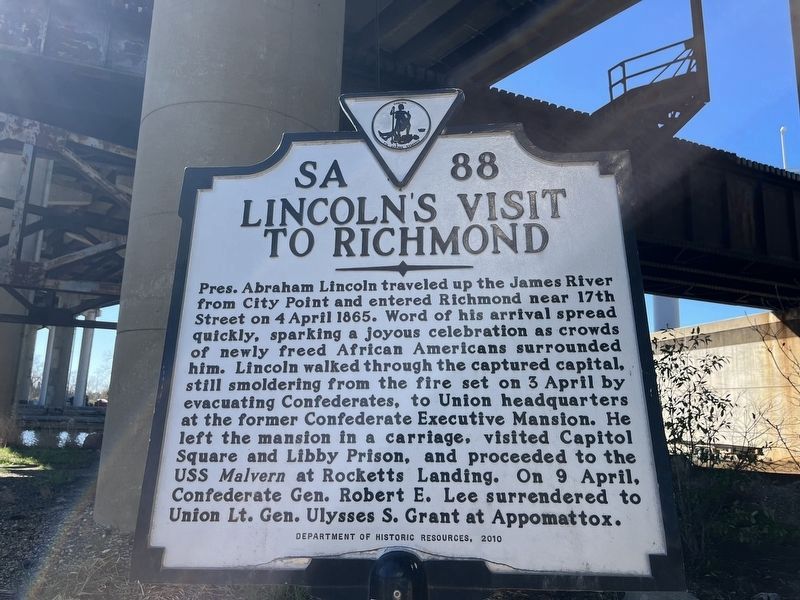 Lincoln's Visit to Richmond Marker. Click for full size. Lincoln's Visit to Richmond Marker image. Click for full size.