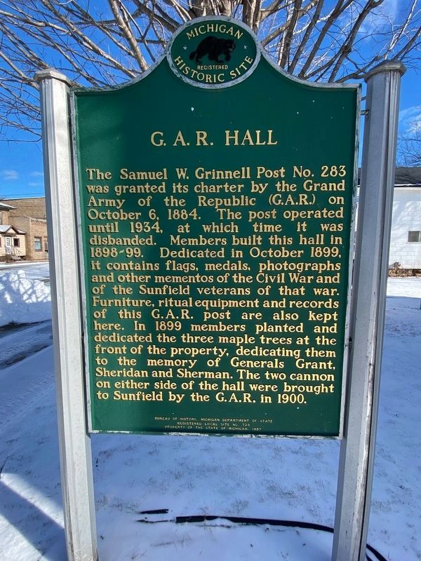 G.A.R. Hall Marker (side 1) image. Click for full size.