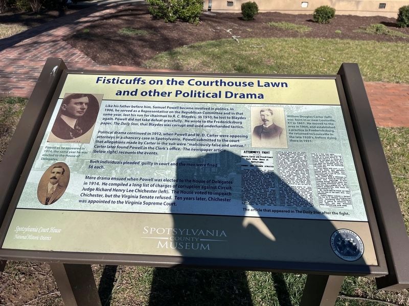 Fisticuffs on the Courthouse Lawn and other Political Drama Marker image. Click for full size.