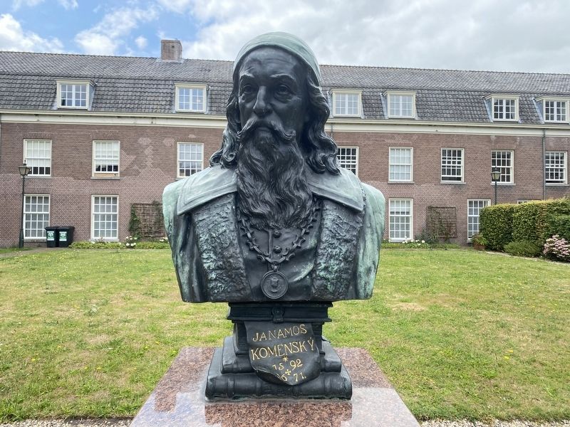 Bust of Comenius in museum garden (<30 meters from marker) image. Click for full size.