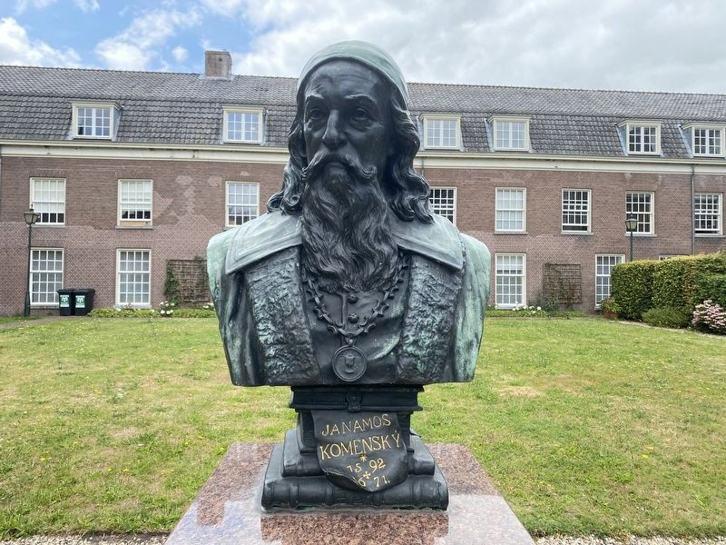 Bust of Comenius in museum garden (<30 meters from marker). Click for full size. Bust of Comenius in museum garden (<30 meters from marker) image. Click for full size.