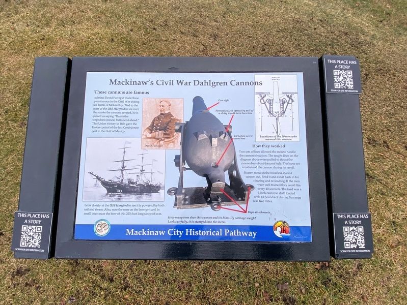 Mackinaw's Civil War Dahlgren Cannons Marker. Click for full size. Mackinaw's Civil War Dahlgren Cannons Marker image. Click for full size.