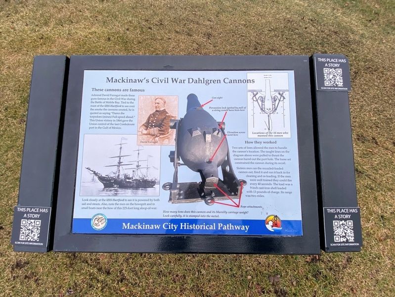 Mackinaw's Civil War Dahlgren Cannons Marker image. Click for full size.