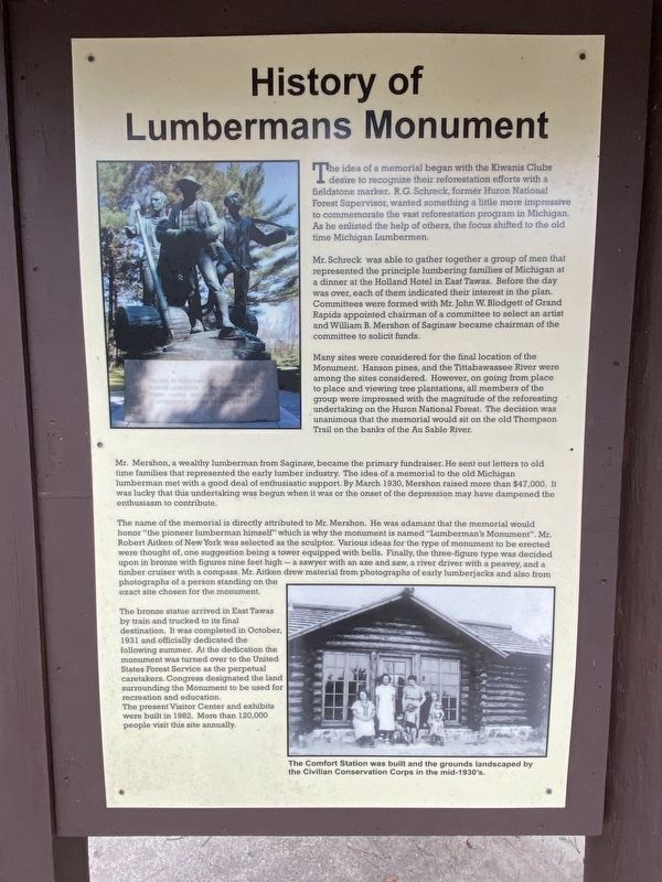 History of Lumbermans Monument Marker. Click for full size. History of Lumbermans Monument Marker image. Click for full size.
