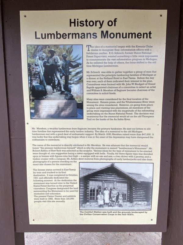 History of Lumbermans Monument Marker image. Click for full size.