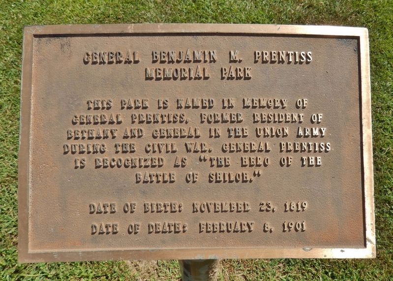 General Benjamin M. Prentiss Memorial Park Marker image. Click for full size.