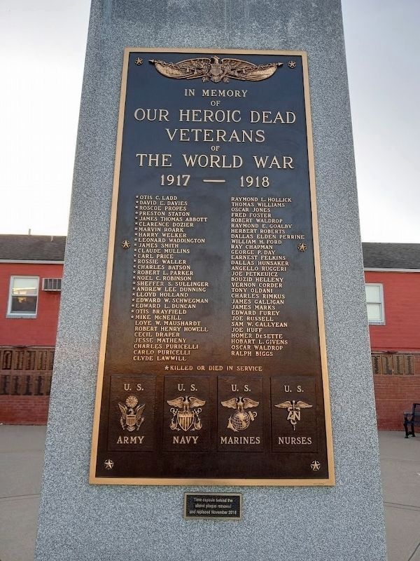 War Memorial Marker. Click for full size. War Memorial Marker image. Click for full size.
