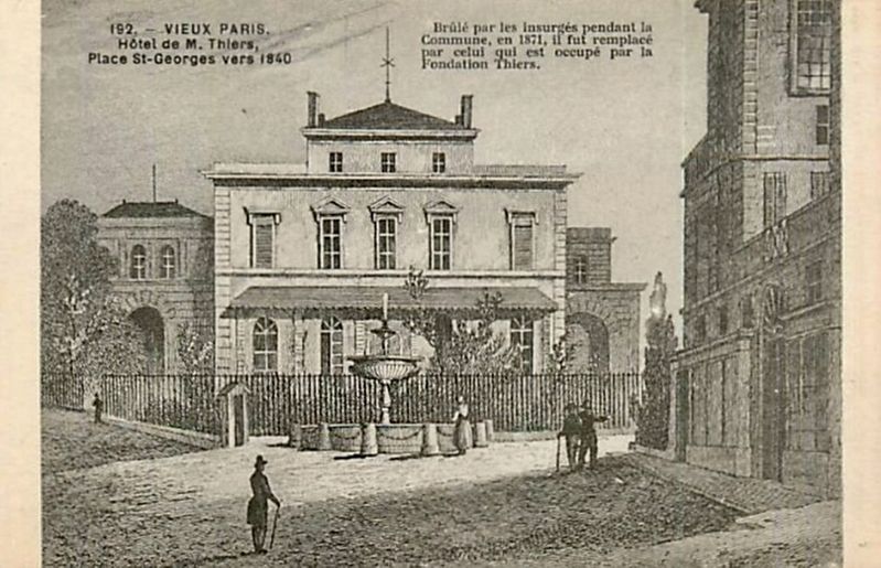 Htel de M. Thiers, Place St-Georges vers 1840 image. Click for full size.
