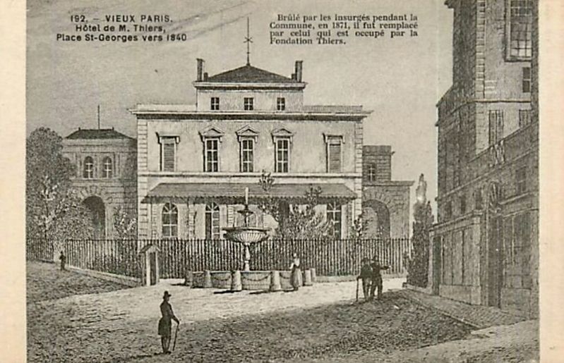 Hôtel de M. Thiers, Place St-Georges vers 1840. Click for full size. Hôtel de M. Thiers, Place St-Georges vers 1840 image. Click for full size.
