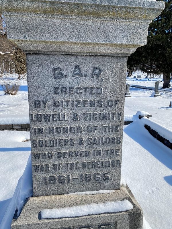 Lowell Soldiers and Sailors Monument Marker. Click for full size. Lowell Soldiers and Sailors Monument Marker image. Click for full size.