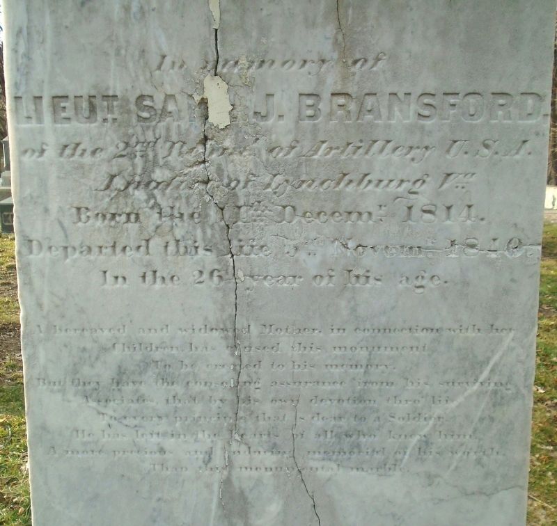 Lieu<sup>t</sup> Sam'l. J. Bransford Marker. Click for full size. Lieu<sup>t</sup> Sam'l. J. Bransford Marker image. Click for full size.