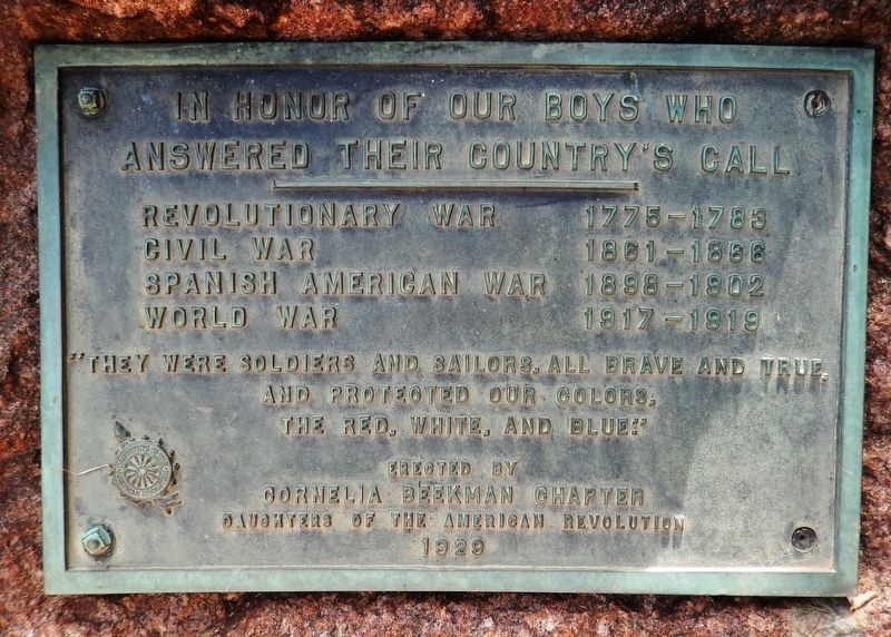 In Honor of Our Boys Who Answered Their Country's Call Marker image. Click for full size.