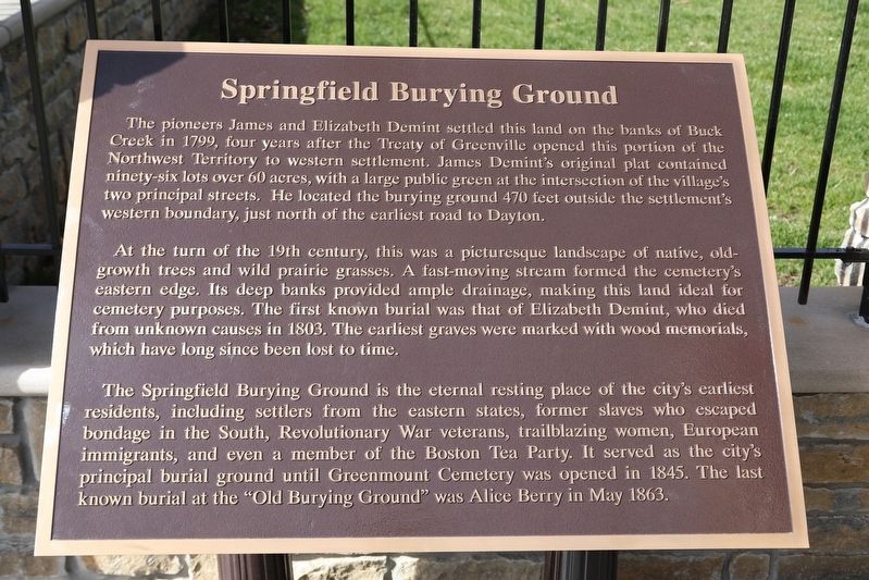Springfield Burying Ground Marker image. Click for full size.
