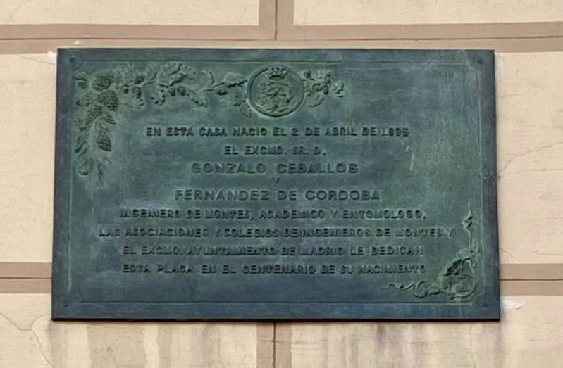 Gonzalo Ceballos y Fernandez de Cordoba Marker. Click for full size. Gonzalo Ceballos y Fernandez de Cordoba Marker image. Click for full size.