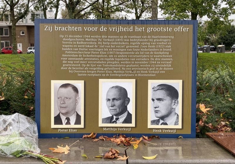 Zij brachten voor de vrijheid het grootste offer/ They made the greatest sacrifice for freedom Marker. Click for full size. Zij brachten voor de vrijheid het grootste offer/ They made the greatest sacrifice for freedom Marker image. Click for full size.