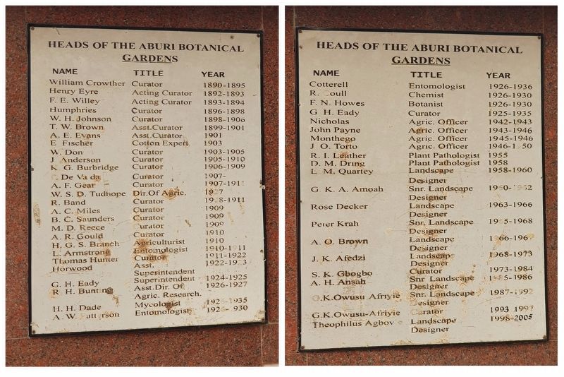 Heads of the Aburi Botanical Gardens. Click for full size. Heads of the Aburi Botanical Gardens image. Click for full size.