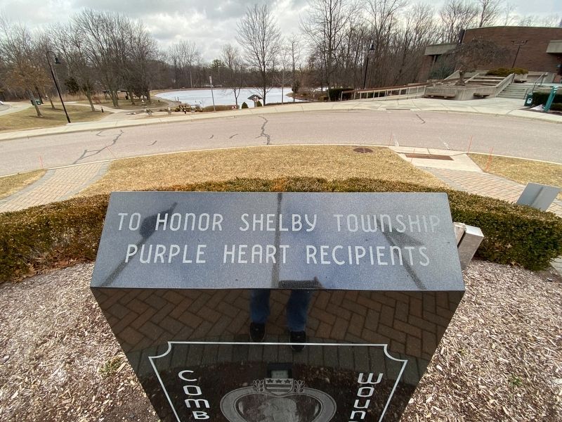 Shelby Township Purple Heart Memorial Marker. Click for full size. Shelby Township Purple Heart Memorial Marker image. Click for full size.