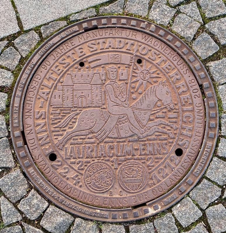 Enns commemorative manhole cover image. Click for full size.