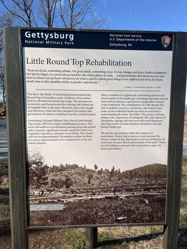 Little Round Top Rehabilitation Marker. Click for full size. Little Round Top Rehabilitation Marker image. Click for full size.