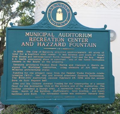 Municipal Auditorium Recreation Center and Hazzard Fountain Marker, Side One image. Click for full size.