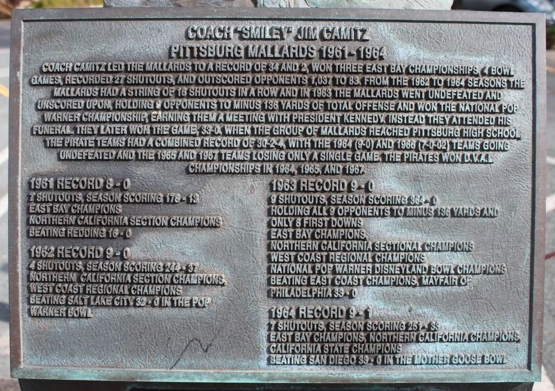 Coach “Smiley” Jim Camitz Marker. Click for full size. Coach “Smiley” Jim Camitz Marker image. Click for full size.