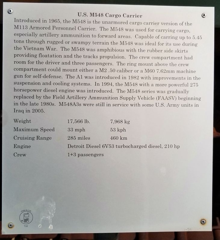 U.S. M548 Cargo Carrier Marker image. Click for full size.