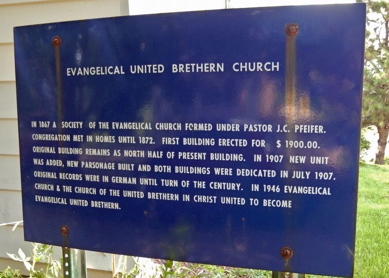 Evangelical United Brethren Church Marker image. Click for full size.