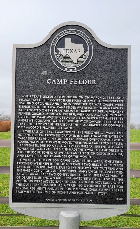 Camp Felder Marker. Click for full size. Camp Felder Marker image. Click for full size.