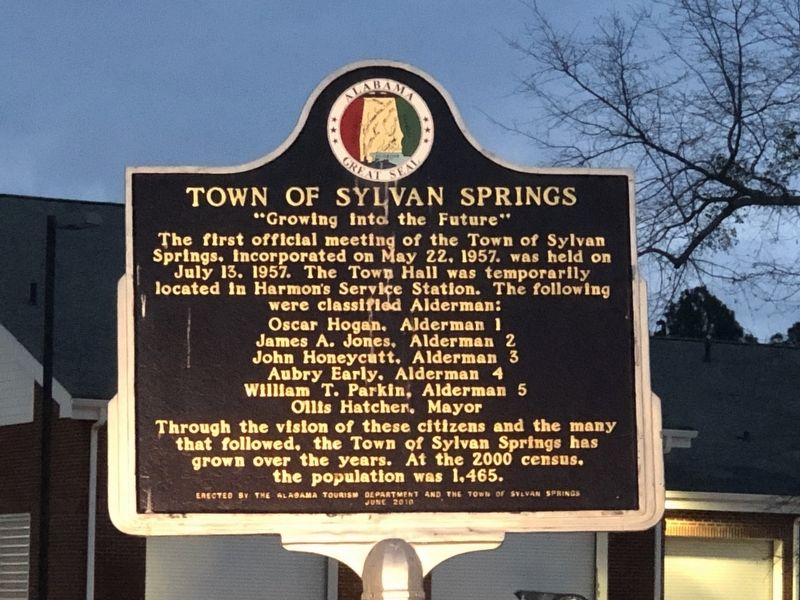 Town of Sylvan Springs Marker, Side One image. Click for full size.