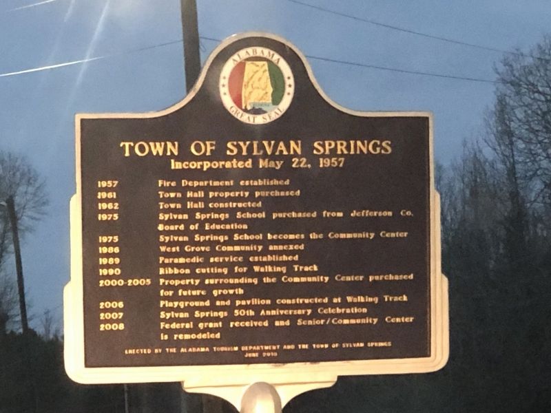 Town of Sylvan Springs Marker, Side Two image. Click for full size.