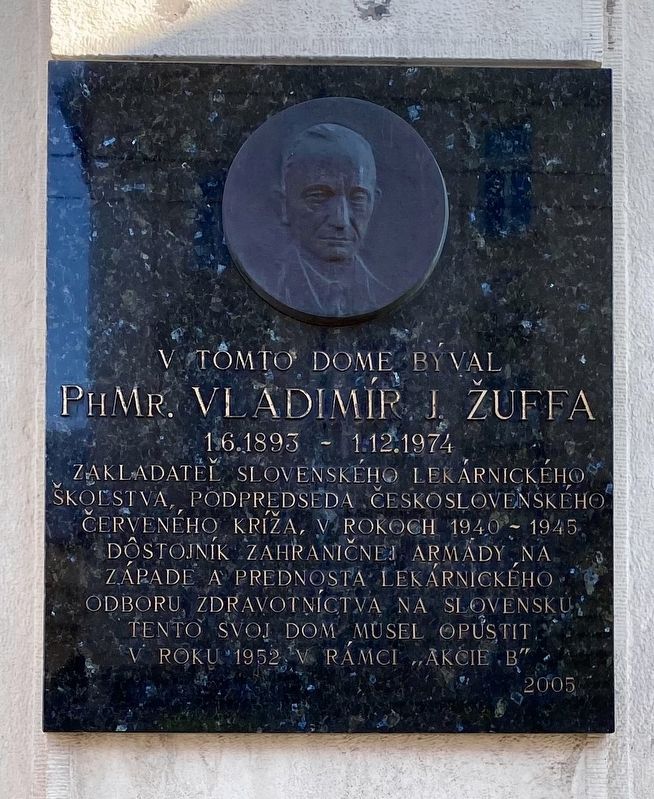Vladimír J. Žuffa Marker. Click for full size. Vladimír J. Žuffa Marker image. Click for full size.