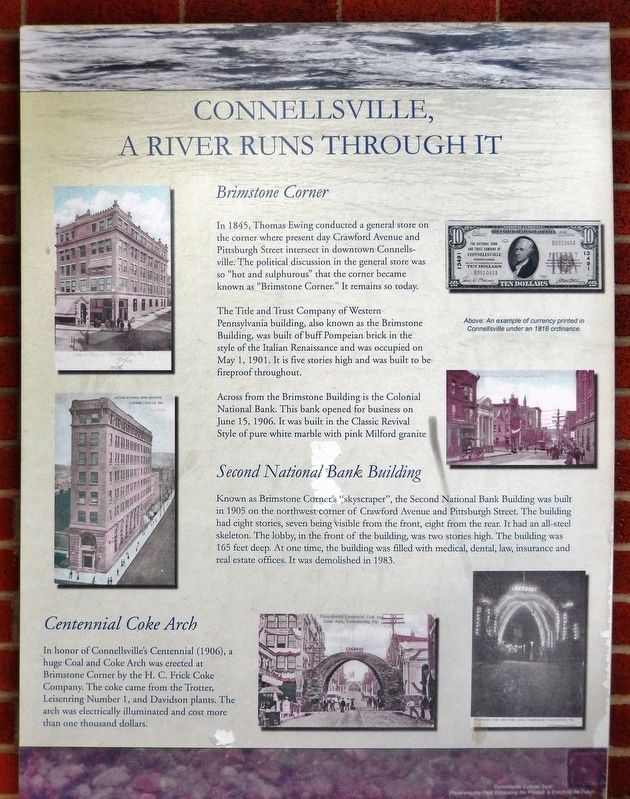 Connellsville, A River Runs Through It Marker. Click for full size. Connellsville, A River Runs Through It Marker image. Click for full size.