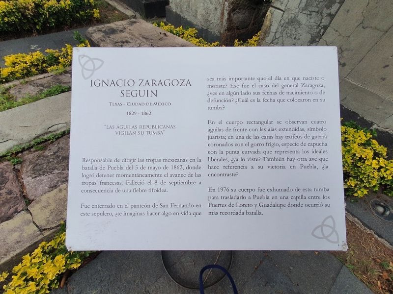 Ignacio Zaragoza Seguin Marker image. Click for full size.