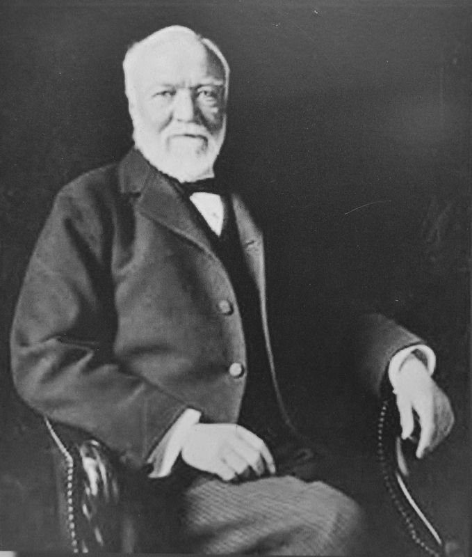 Marker detail: Andrew Carnegie image. Click for full size.