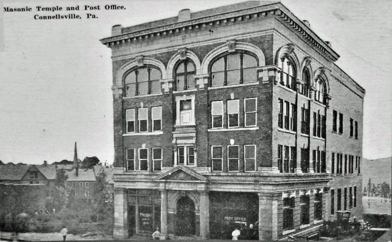 Marker detail: Masonic Temple and Post Office. Click for full size. Marker detail: Masonic Temple and Post Office image. Click for full size.