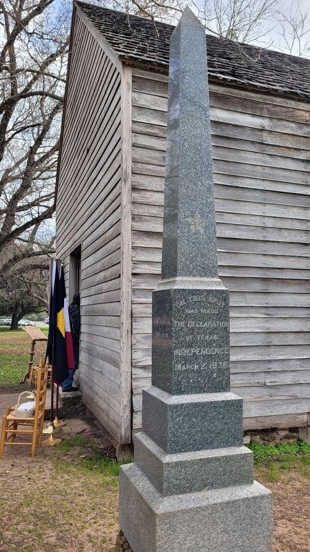 Here a Nation was Born Marker next to the Texas Independence Hall image. Click for full size.