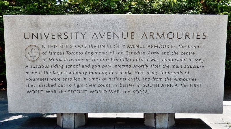 University Avenue Armouries Marker image. Click for full size.
