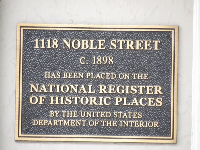 1118 Noble Street Marker. Click for full size. 1118 Noble Street Marker image. Click for full size.